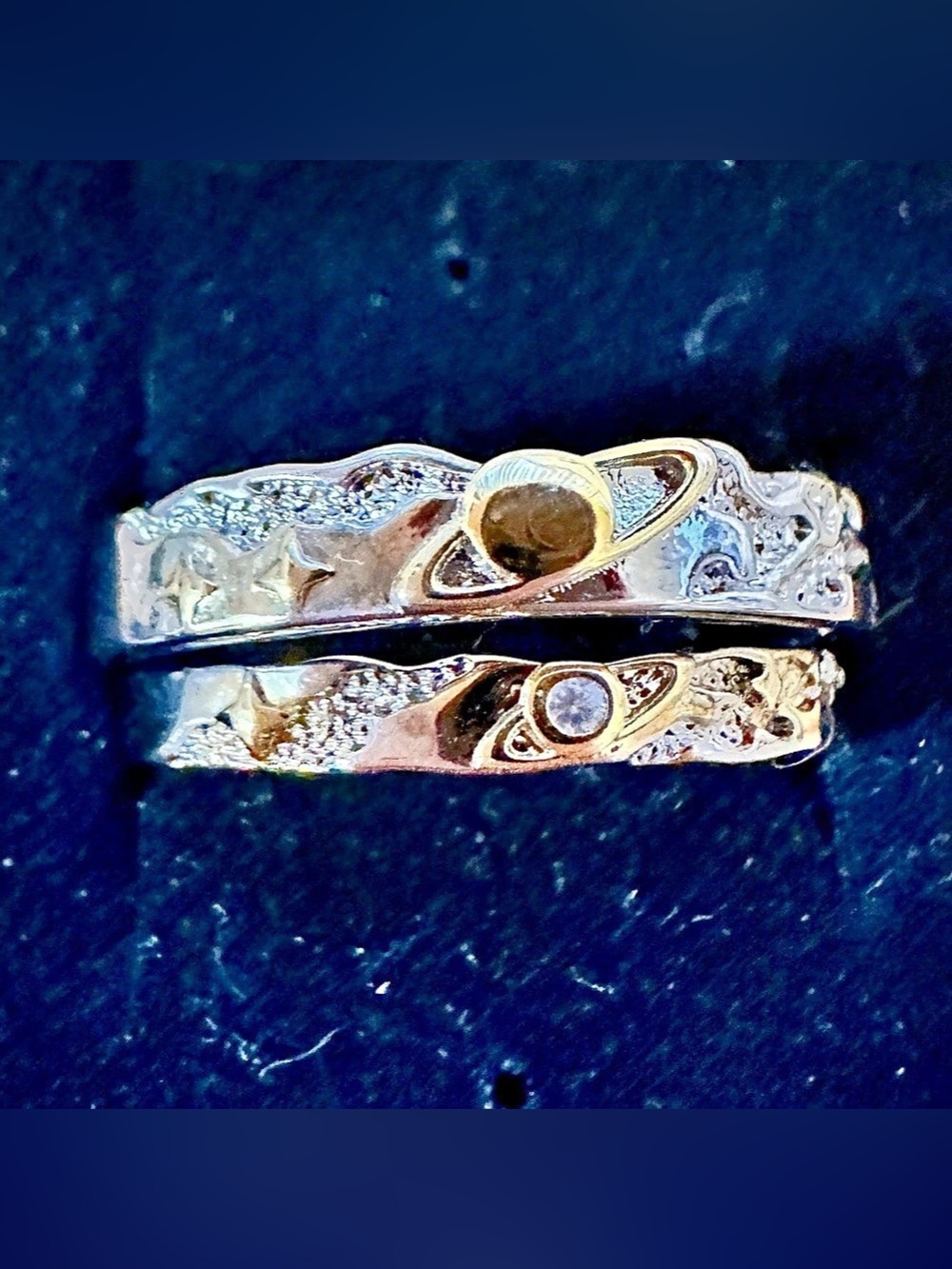 Ring His & Hers wedding set with silver-tone and gold-tone decorative details Ad